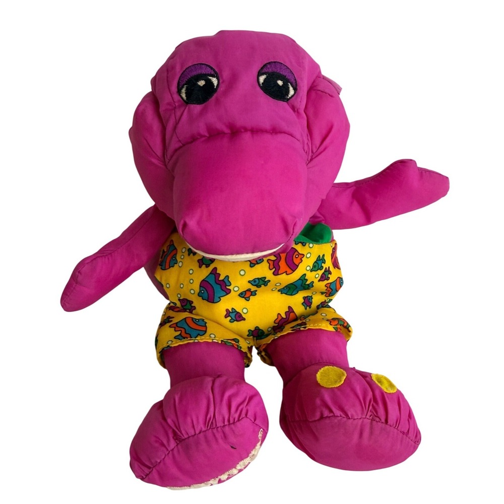 Vintage 1992 Barney the Dinosaur Water Pals Plush 12" 1990s Toy - BJ